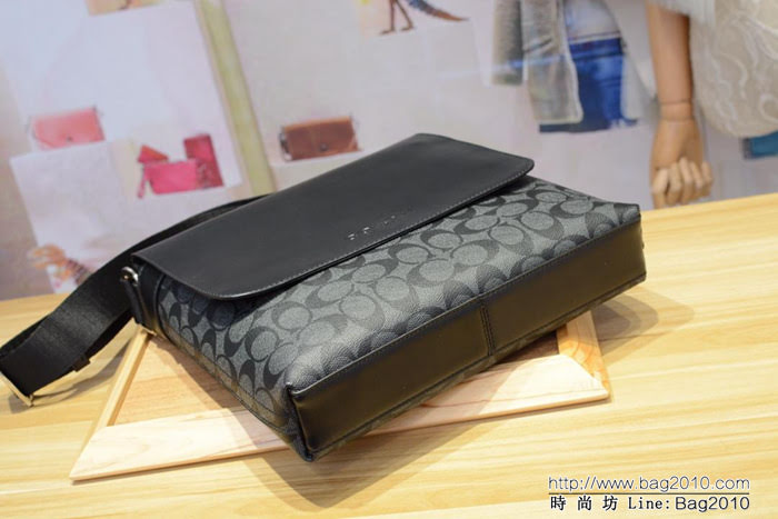 COACH蔻馳 原單 配頭層牛皮 721090 專櫃經典印花 男士單肩包  Chz1560